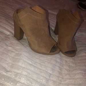 Open toed brown heels